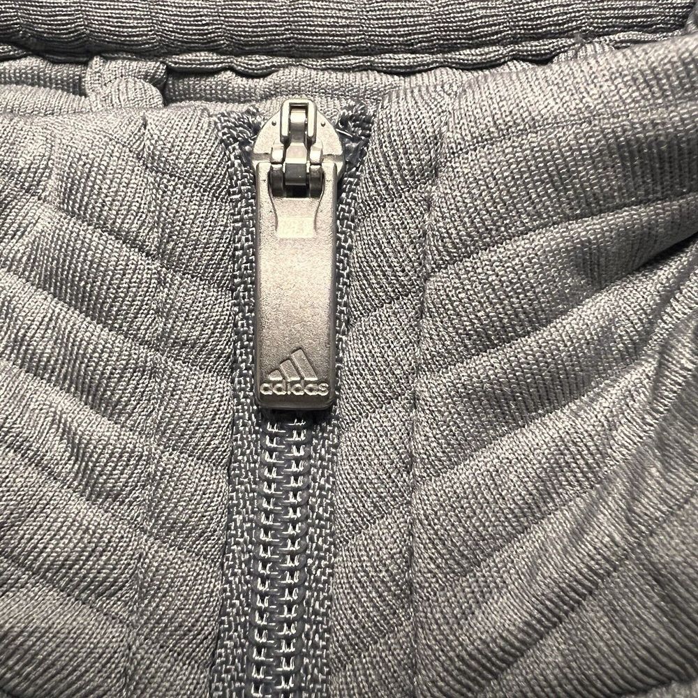 Adidas Jacket Womens Large Gray Ribbed Zip Up Outdoors Run Workout Thumb Holes - Picture 4 of 9
